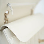 CHANEL Handbag 21A White/ Ivory Caviar Quilted Classic Flap Medium Light Gold Hardware - Redeluxe