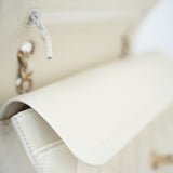 CHANEL Handbag 21A White/ Ivory Caviar Quilted Classic Flap Medium Light Gold Hardware - Redeluxe