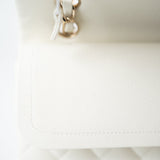 CHANEL Handbag 21A White/ Ivory Caviar Quilted Classic Flap Medium Light Gold Hardware - Redeluxe
