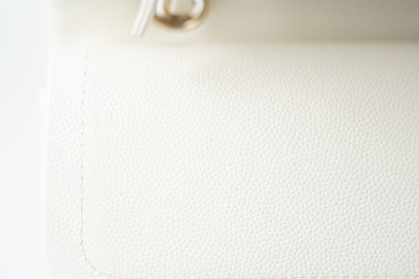 CHANEL Handbag 21A White/ Ivory Caviar Quilted Classic Flap Medium Light Gold Hardware - Redeluxe