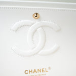 CHANEL Handbag 21A White/ Ivory Caviar Quilted Classic Flap Medium Light Gold Hardware - Redeluxe