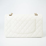CHANEL Handbag 21A White/ Ivory Caviar Quilted Classic Flap Medium Light Gold Hardware - Redeluxe
