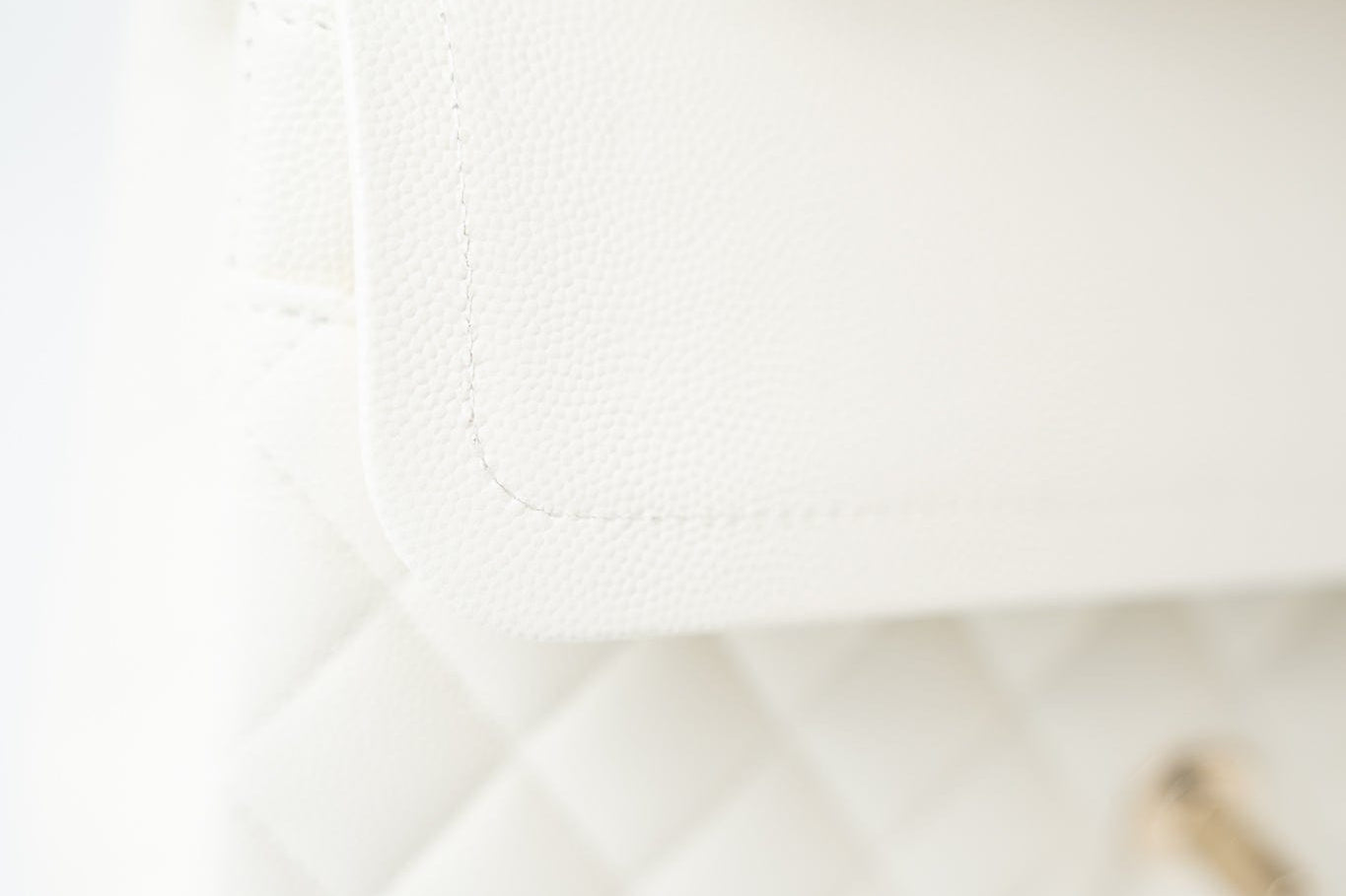 CHANEL Handbag 21A White/ Ivory Caviar Quilted Classic Flap Medium Light Gold Hardware - Redeluxe