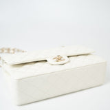 CHANEL Handbag 21A White/ Ivory Caviar Quilted Classic Flap Medium Light Gold Hardware - Redeluxe