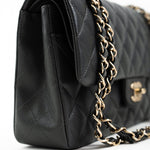 CHANEL Handbag 21B Grey Caviar Quilted Classic Flap Medium Light Gold Hardware - Redeluxe