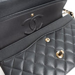 CHANEL Handbag 21B Grey Caviar Quilted Classic Flap Medium Light Gold Hardware - Redeluxe