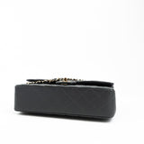 CHANEL Handbag 21B Grey Caviar Quilted Classic Flap Medium Light Gold Hardware - Redeluxe