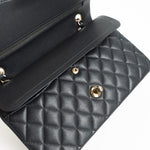 CHANEL Handbag 21B Grey Caviar Quilted Classic Flap Medium Light Gold Hardware - Redeluxe