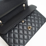 CHANEL Handbag 21B Grey Caviar Quilted Classic Flap Medium Light Gold Hardware - Redeluxe