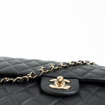 CHANEL Handbag 21B Grey Caviar Quilted Classic Flap Medium Light Gold Hardware - Redeluxe