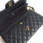 CHANEL Handbag 21B Grey Caviar Quilted Classic Flap Medium Light Gold Hardware - Redeluxe
