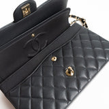 CHANEL Handbag 21B Grey Caviar Quilted Classic Flap Medium Light Gold Hardware - Redeluxe
