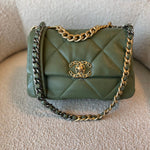 CHANEL Handbag 21B Military Green Lambskin Quilted 19 Flap Small Mixed Hardware - Redeluxe