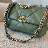 CHANEL Handbag 21B Military Green Lambskin Quilted 19 Flap Small Mixed Hardware - Redeluxe