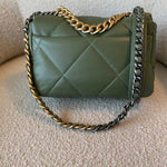 CHANEL Handbag 21B Military Green Lambskin Quilted 19 Flap Small Mixed Hardware - Redeluxe