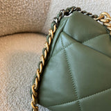 CHANEL Handbag 21B Military Green Lambskin Quilted 19 Flap Small Mixed Hardware - Redeluxe