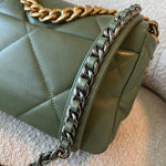 CHANEL Handbag 21B Military Green Lambskin Quilted 19 Flap Small Mixed Hardware - Redeluxe