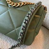CHANEL Handbag 21B Military Green Lambskin Quilted 19 Flap Small Mixed Hardware - Redeluxe