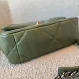 CHANEL Handbag 21B Military Green Lambskin Quilted 19 Flap Small Mixed Hardware - Redeluxe