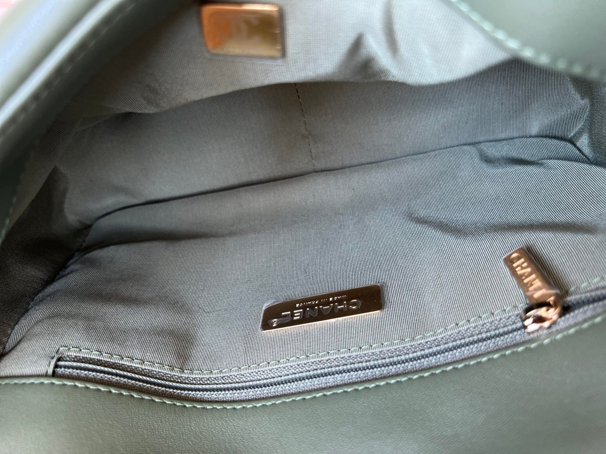 CHANEL Handbag 21B Military Green Lambskin Quilted 19 Flap Small Mixed Hardware - Redeluxe