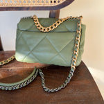 CHANEL Handbag 21B Military Green Lambskin Quilted 19 Flap Small Mixed Hardware - Redeluxe
