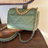 CHANEL Handbag 21B Military Green Lambskin Quilted 19 Flap Small Mixed Hardware - Redeluxe
