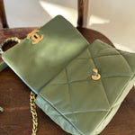 CHANEL Handbag 21B Military Green Lambskin Quilted 19 Flap Small Mixed Hardware - Redeluxe