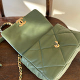 CHANEL Handbag 21B Military Green Lambskin Quilted 19 Flap Small Mixed Hardware - Redeluxe