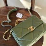 CHANEL Handbag 21B Military Green Lambskin Quilted 19 Flap Small Mixed Hardware - Redeluxe