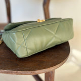 CHANEL Handbag 21B Military Green Lambskin Quilted 19 Flap Small Mixed Hardware - Redeluxe