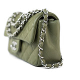 CHANEL Handbag 21B Military Green Lambskin Quilted Mini Rectangular Single Silver Hardware - Redeluxe