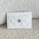 CHANEL Handbag 21B White Caviar Quilted Card Holder LGHW - Redeluxe