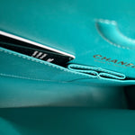 CHANEL Handbag 21C Dark Teal Caviar Quilted Classic Double Flap Small Light Gold Hardware - Redeluxe