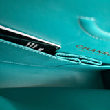 CHANEL Handbag 21C Dark Teal Caviar Quilted Classic Double Flap Small Light Gold Hardware - Redeluxe