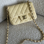CHANEL Handbag 21C Mini Square Yellow Lambskin Quilted Single Flap LGHW - Redeluxe