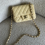 CHANEL Handbag 21C Mini Square Yellow Lambskin Quilted Single Flap LGHW - Redeluxe