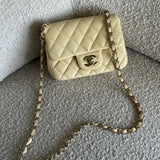 CHANEL Handbag 21C Mini Square Yellow Lambskin Quilted Single Flap LGHW - Redeluxe