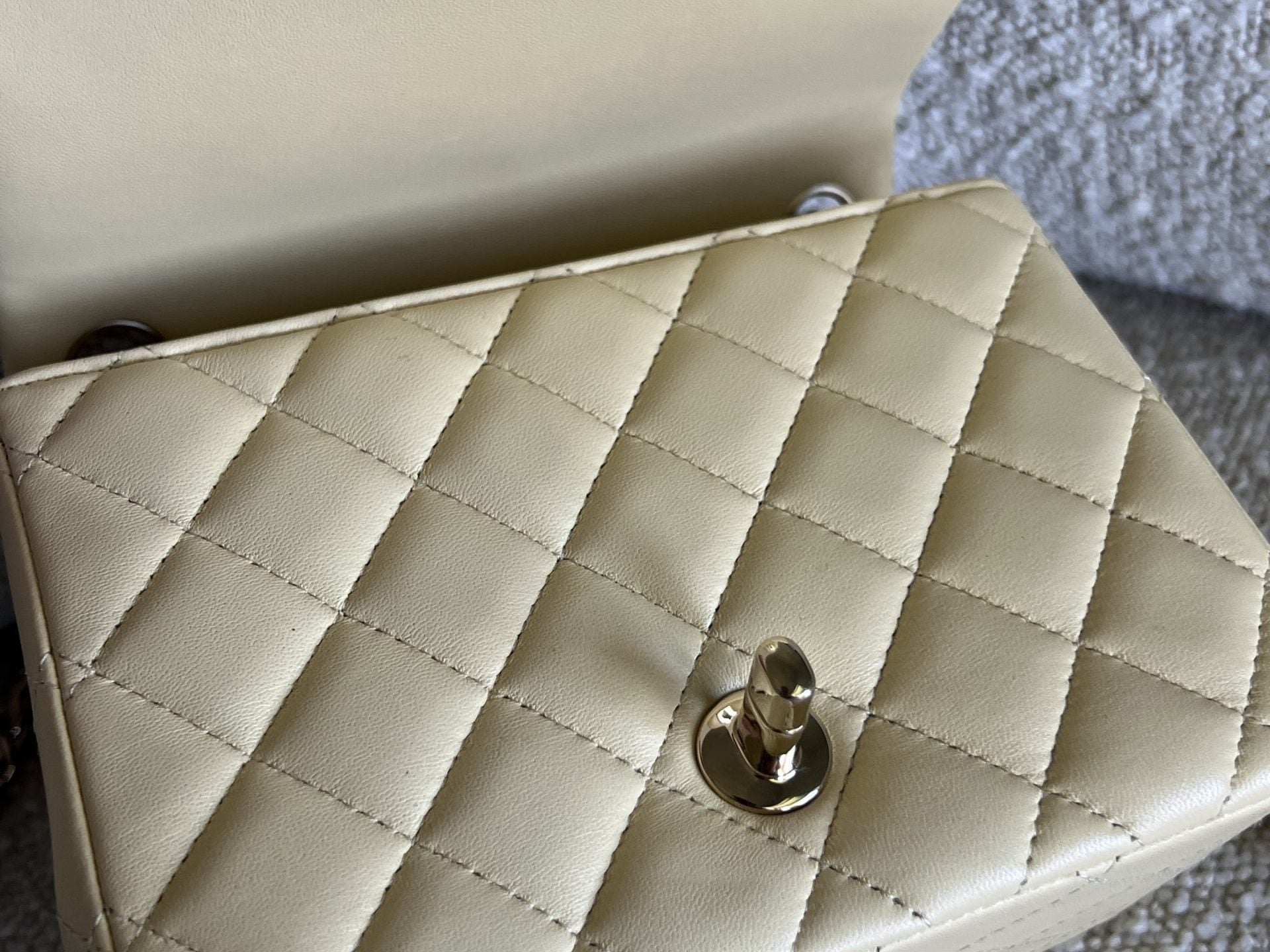 CHANEL Handbag 21C Mini Square Yellow Lambskin Quilted Single Flap LGHW - Redeluxe