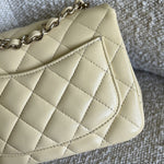 CHANEL Handbag 21C Mini Square Yellow Lambskin Quilted Single Flap LGHW - Redeluxe