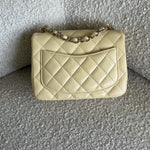 CHANEL Handbag 21C Mini Square Yellow Lambskin Quilted Single Flap LGHW - Redeluxe