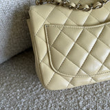 CHANEL Handbag 21C Mini Square Yellow Lambskin Quilted Single Flap LGHW - Redeluxe