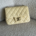 CHANEL Handbag 21C Mini Square Yellow Lambskin Quilted Single Flap LGHW - Redeluxe