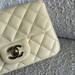 CHANEL Handbag 21C Mini Square Yellow Lambskin Quilted Single Flap LGHW - Redeluxe