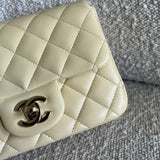 CHANEL Handbag 21C Mini Square Yellow Lambskin Quilted Single Flap LGHW - Redeluxe