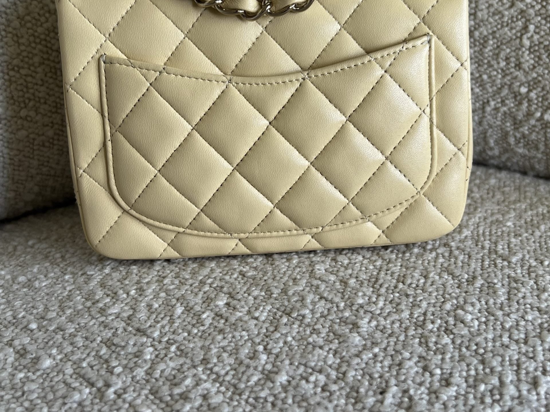 CHANEL Handbag 21C Mini Square Yellow Lambskin Quilted Single Flap LGHW - Redeluxe