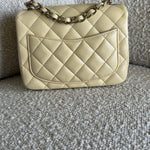 CHANEL Handbag 21C Mini Square Yellow Lambskin Quilted Single Flap LGHW - Redeluxe