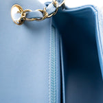 CHANEL Handbag 21C Sky Blue Lambskin Quilted Mini Rectangular Flap Light Gold Hardware - Redeluxe