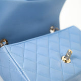 CHANEL Handbag 21C Sky Blue Lambskin Quilted Mini Rectangular Flap Light Gold Hardware - Redeluxe