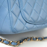 CHANEL Handbag 21C Sky Blue Lambskin Quilted Mini Rectangular Flap Light Gold Hardware - Redeluxe