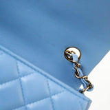 CHANEL Handbag 21C Sky Blue Lambskin Quilted Mini Rectangular Flap Light Gold Hardware - Redeluxe